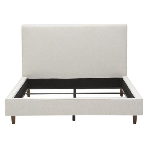 Living Spaces Dean Sand Upholstered Panel Bed - Aptdeco within Dean Sand Full Upholstered 3 Piece Bedroom Set With Madison White Ii Dresser & 2 Drawer Nightstand