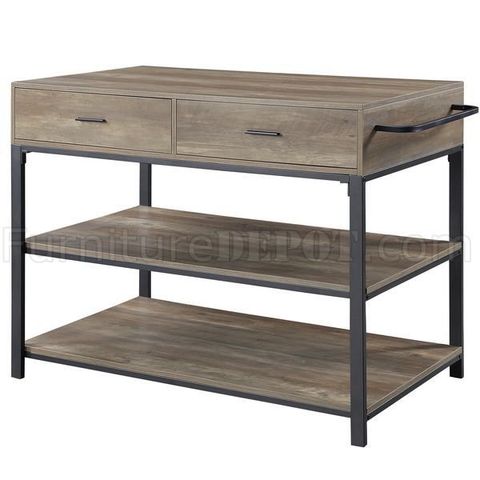 Macaria Kitchen Island Ac00403 In Rustic Oak By Acme for Acme Macaria Kitchen Island W Caster Rustic Oak And Black Finish
