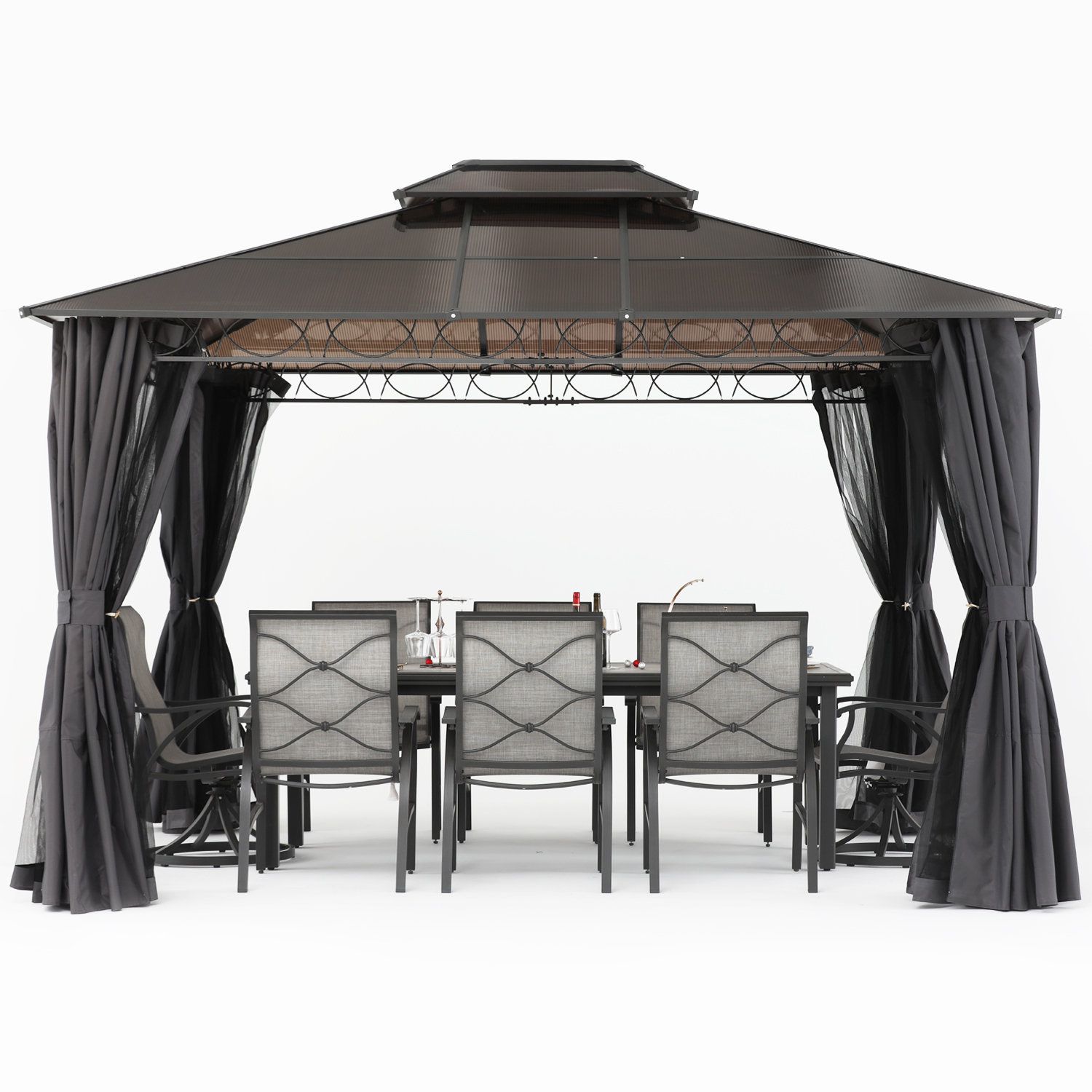 Mastercanopy 10 Ft. W X 10 Ft. D Metal Patio Gazebo | Wayfair intended for 10 Ft. W X 10 Ft. D Steel Patio Gazebo The Soft Roof Gazebos