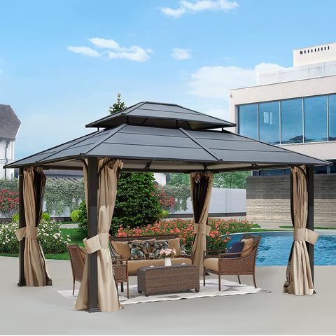 Mellcom 12X14 Ft Double Roof Hardtop Gazebo, Aluminum Patio Gazebo With ... regarding Maximizing Your Outdoor Living with an Aluminum Hardtop Gazebo