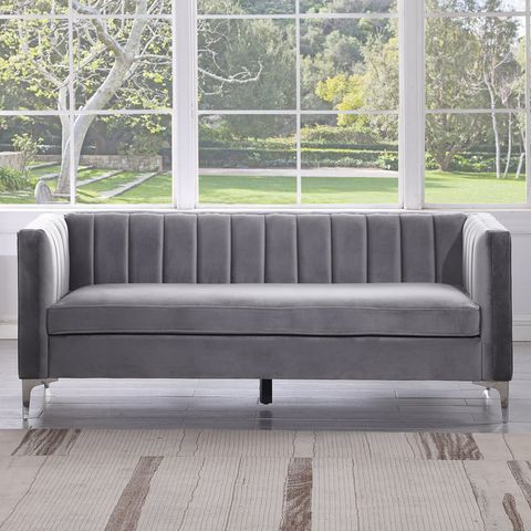 Mercer41 Velvet Flared Arm Sofa & Reviews | Wayfair with regard to Jewel 90 In. W Flared Arm Velvet Straight Sofa, Blue