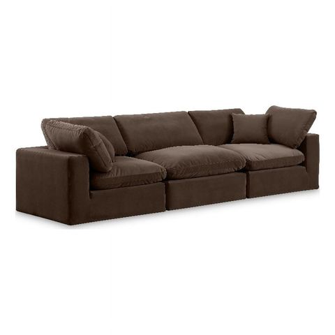 Meridian Furniture Comfy Brown Velvet 3-Pc. Modular Sofa - Walmart.com for Arc Vegan Leather Upholstered 3-Pc. Modular Sofa, Brown