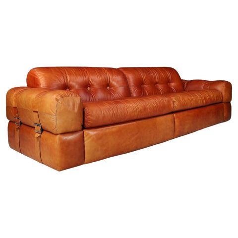 Monumental Distressed Cognac Leather Italian Modern Sofa At 1Stdibs ... for Cognac Leather Sofa
