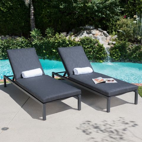 Nigel Outdoor Mesh Chaise Lounge With Aluminum Frame And Cushion , Set ... inside Weathering the Storm Understanding the Durability of Aluminum Outdoor Chaise Lounges