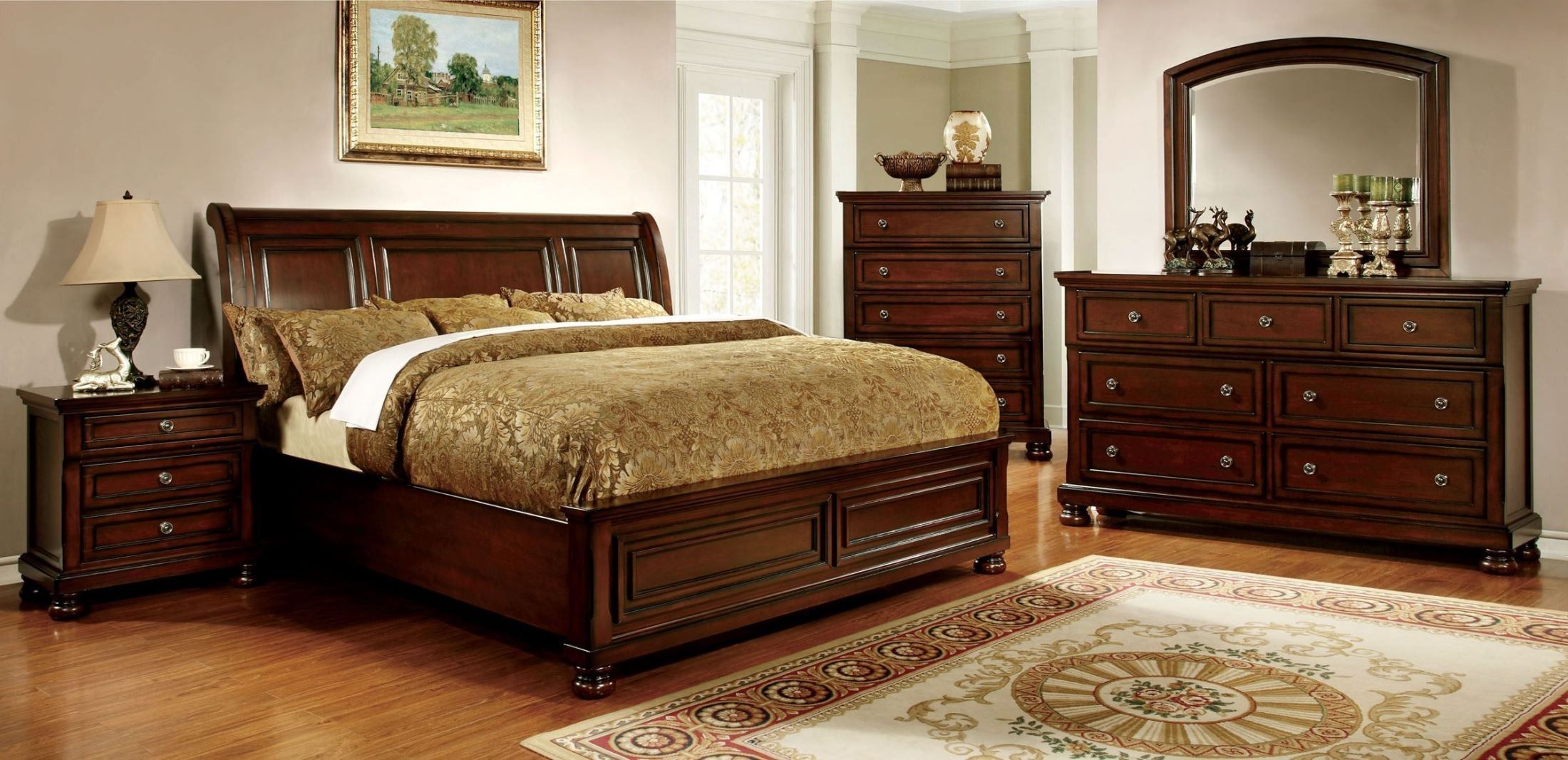 Northville Dark Cherry Bedroom Set From Furniture Of America (Cm7682Q ... regarding Alton Cherry Ii Queen Wood Platform Bed &amp; Headboard 3 Piece Bedroom Set With 2 Nightstands