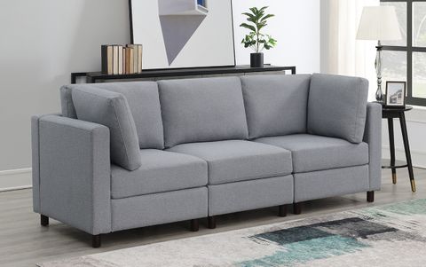 Ontai Home Furnishings pertaining to Arc Vegan Leather Upholstered 3-Pc. Modular Sofa, Brown