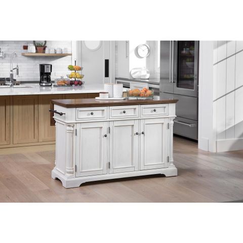 Osp Home Furnishings Cocina Kitchen Island Antique White With Wood Top ... in Creating Your Dream Kitchen with a Natural Cocina Island
