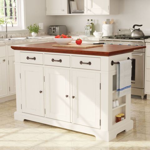 Osp Home Furnishings Country Kitchen Large Kitchen Island In White ... intended for Beyond the Surface A Comprehensive Guide to the Cecil Kitchen Island White Macadamia
