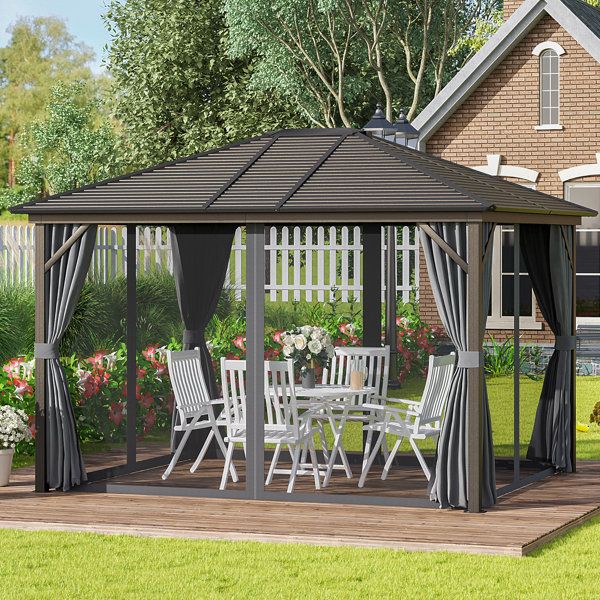 Outsunny 12 Ft. W X 10 Ft. D Aluminum Patio Gazebo &amp; Reviews | Wayfair within Transform Your Backyard with a 12x10 Aluminum Gazebo A Comprehensive Guide