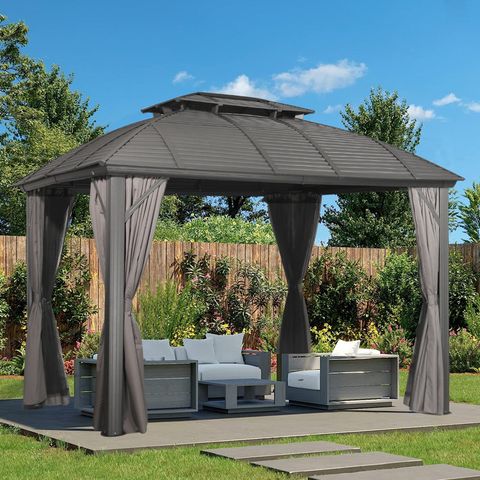 Peak Home Furnishings 12 Ft. W X 10 Ft. D Aluminum Patio Gazebo ... intended for Himari 12 Ft. W X 10 Ft. D Metal Patio Gazebo