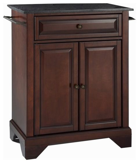 Pemberly Row Gray Granite Top Portable Kitchen Island In White ... intended for Transforming Your Kitchen Layout: Creative Ideas with a Portable Island