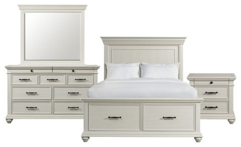 Picket House Brooks Queen Platform Storage 4 Piece Bedroom Set ... pertaining to Hillsboro Full Storage 4 Piece Bedroom Set