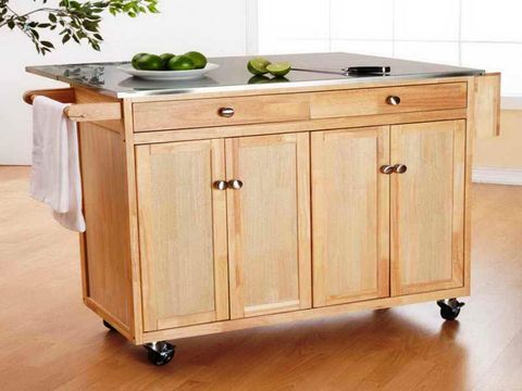 Portable Kitchen Island With Wheels At Warren Cahill Blog throughout Catania Modern Stainless Steel Top Portable Kitchen Island In Mahogany