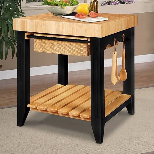 Powell Color Story Black Butcher Block Kitchen Island - Kitchen Info in Color Story Black Butcher Block Kitchen Island