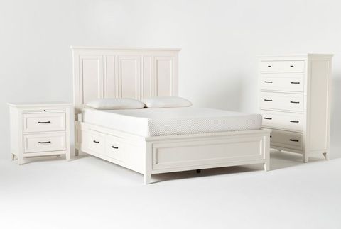 Presby White Queen Storage 3 Piece Bedroom Set | Bedroom Sets Queen ... in  Pine