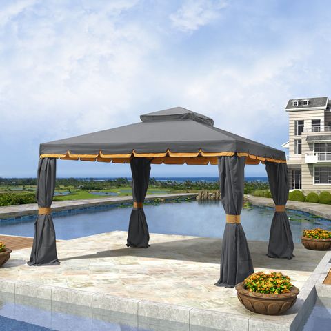 Purple Leaf 10 Ft. W X 10 Ft. D Steel Patio Gazebo | Wayfair throughout 10 Ft. W X 10 Ft. D Steel Patio Gazebo The Soft Roof Gazebos