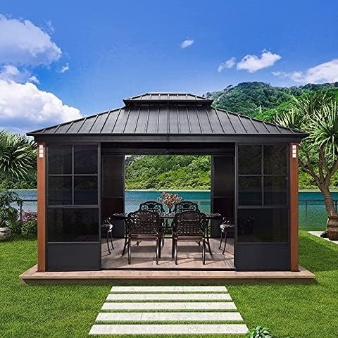 Purple Leaf 12' X 14' Patio Hardtop Gazebo Double Galvanized Roof ... with regard to Maximizing Your Outdoor Living with an Aluminum Hardtop Gazebo