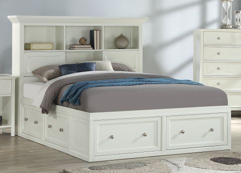 Queen Storage Bed Bookcase Hb | Cardis within  Pine