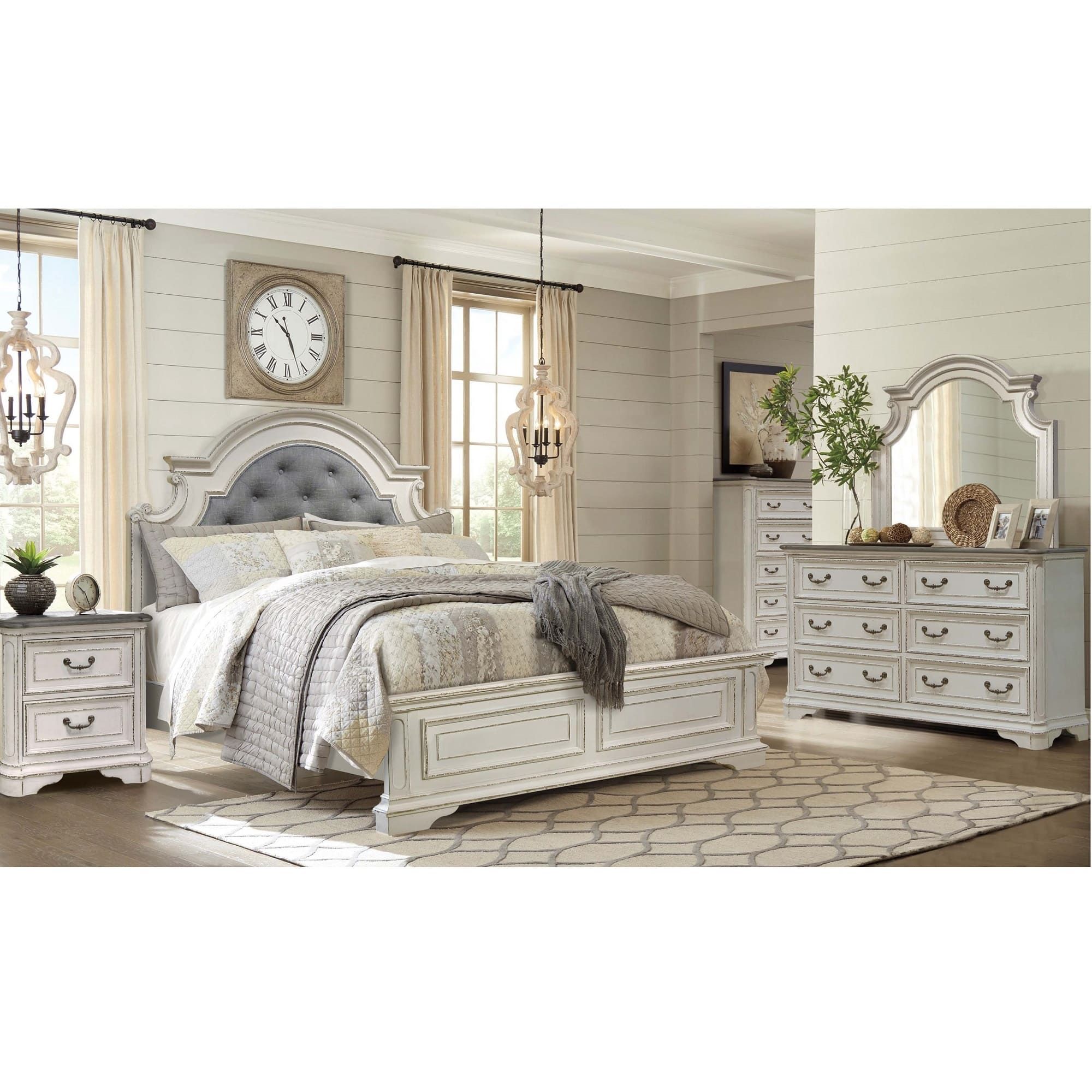 Rent To Own Riversedge Furniture 7-Piece Madison Queen Bedroom ... within Dean Sand Full Upholstered 3 Piece Bedroom Set With Madison White Ii Dresser &amp; 2 Drawer Nightstand
