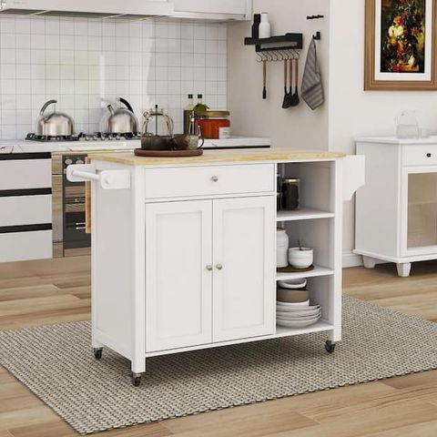 Reviews For Antfurn White Kitchen Cart With Drawers And Locking Casters ... intended for Classic Kitchen Cart, Removable Casters & Square Drawers, Antique White/Chestnut
