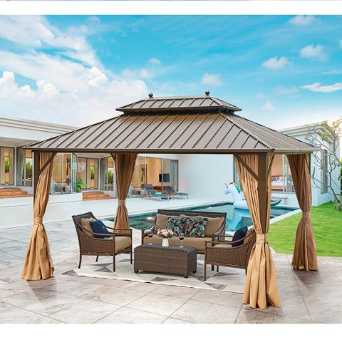 Richryce 10' X 13' Hardtop Gazebo Galvanized Steel Outdoor Gazebo ... regarding 10 Ft X 13 Ft Aluminum Patio Hardtop Gazebo