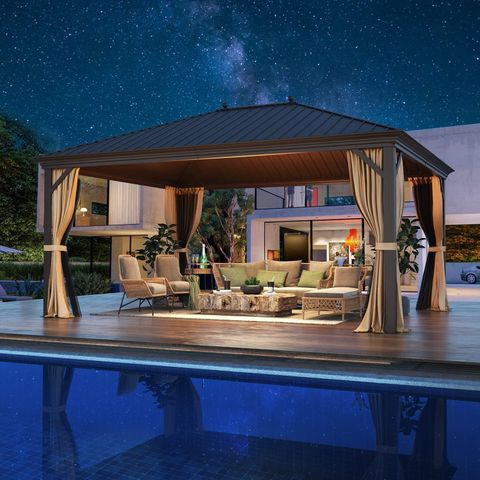 Richryce 12' X 16' Hardtop Gazebo Galvanized Steel Outdoor Patio Gazebo ... with regard to Beyond Shade The Design and Durability of a Kawon Hardtop Pavilion