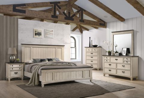 Rosalind Wheeler Azmeena Cream/Brown Panel Bedroom Set Special King 6 ... with The Enduring Appeal of Wood Bedroom Sets Exploring Styles and Timeless Designs
