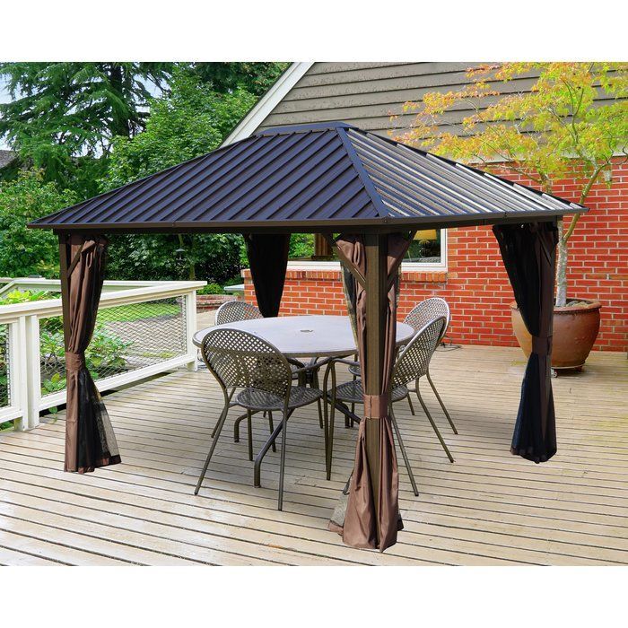 Rosana Hardtop 12 Ft. W X 10 Ft. D Aluminum Patio Gazebo | Gazebo ... throughout 12 Ft. W X 10 Ft. D Aluminum Patio Hardtop Gazebo