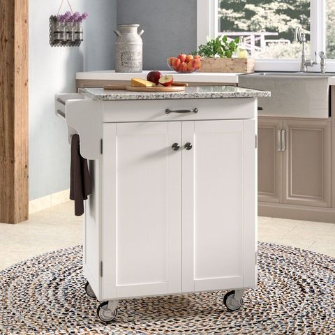 Savorey Kitchen Cart With Granite Top In 2020 | Freestanding Kitchen ... in Compact Granite Top Kitchen Cart, Mahogany/White