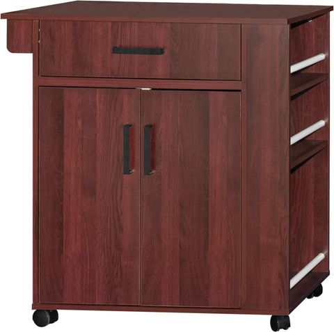 Shelby Rolling Kitchen Cart With Storage Cabinet - Mahogany - Walmart.com inside Better Home Products Shelby Rolling Kitchen Cart With Storage Cabinet - Mahogany