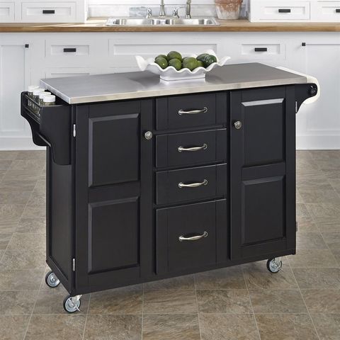 Shop Home Styles 52.5-In L X 18-In W X 35.75-In H Black Kitchen Island ... regarding Austin Kitchen Cart, 30.5W X 18.13D X 36.25H, Black