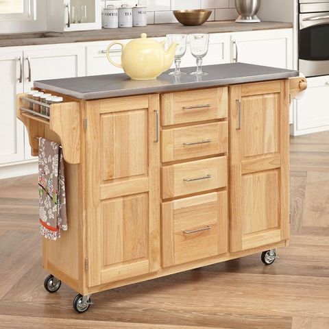 Shop Home Styles 52.5-In L X 18-In W X 36-In H Natural Kitchen Island ... throughout DIY or Done for You Installing Your 36-Inch Kitchen Island with Storage
