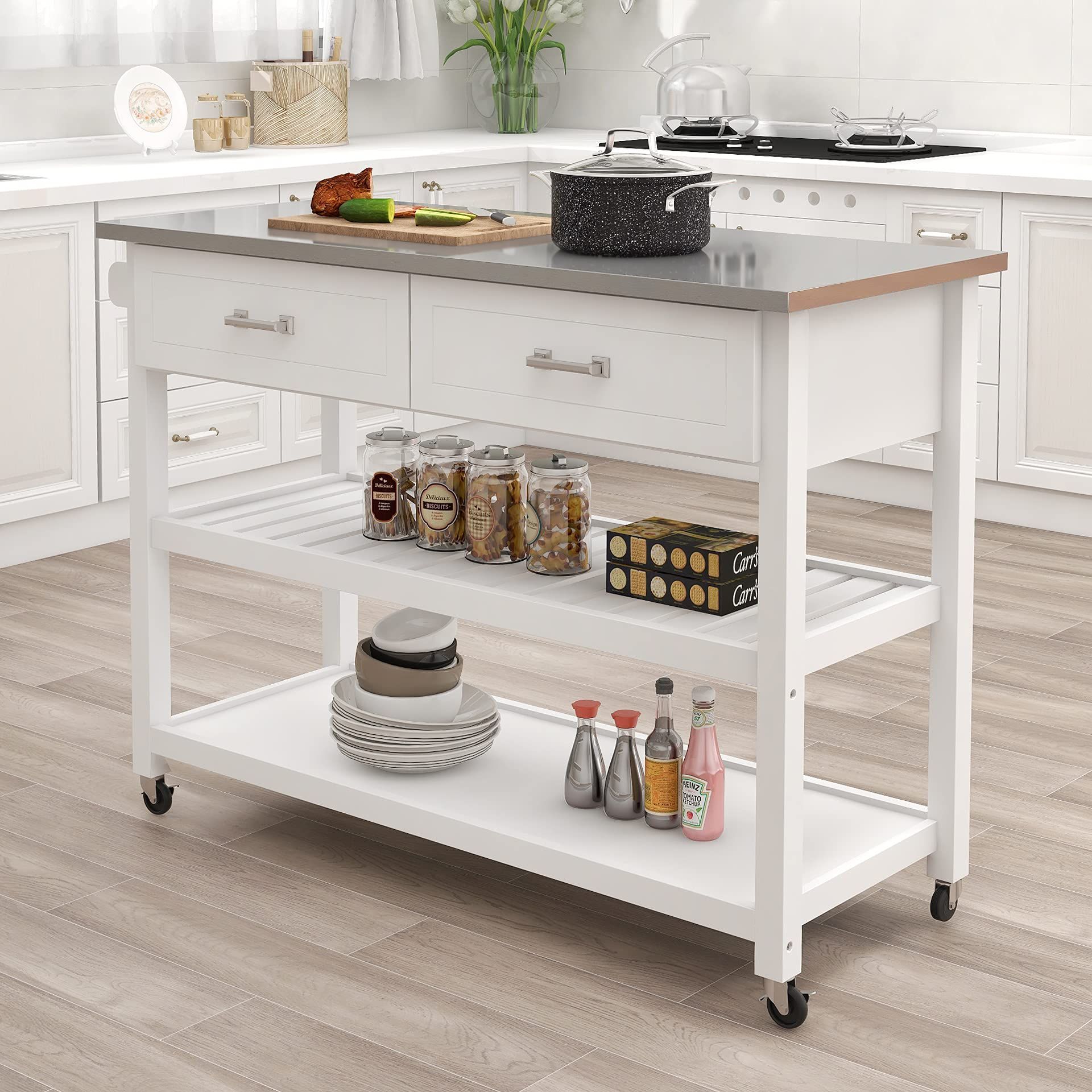 Stainless Steel Top Kitchen Cart with regard to The Ultimate Guide to Choosing the Right Kitchen Cart for Your Needs