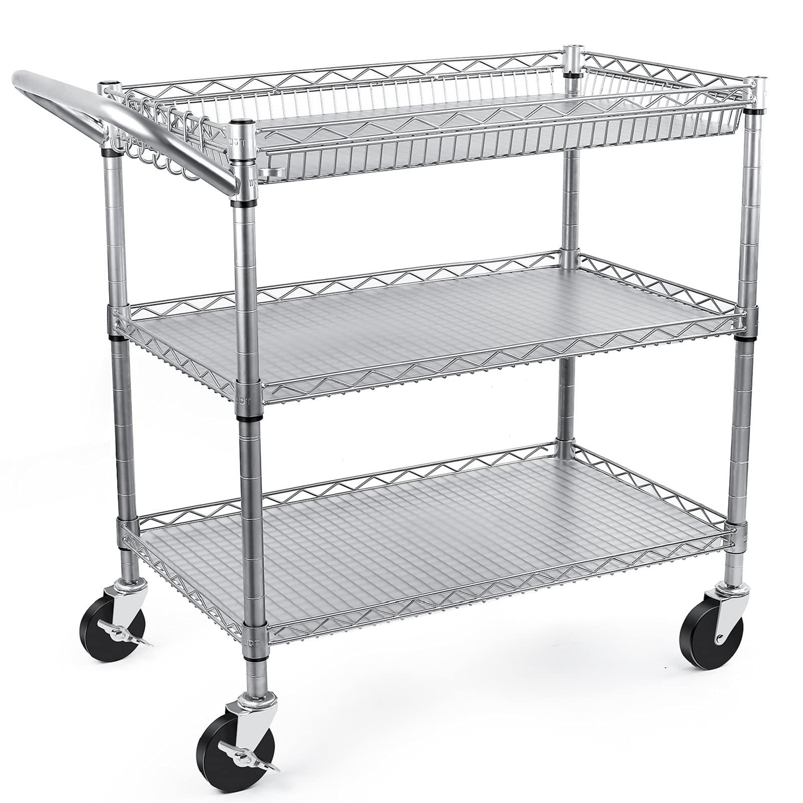 Steel Utility Cart with regard to Claudio Oyster Gray Metal Storage Cart