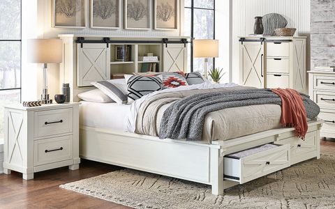 Sun Valley White Queen Bookcase Storage Bed - 1Stopbedrooms. with  Storage