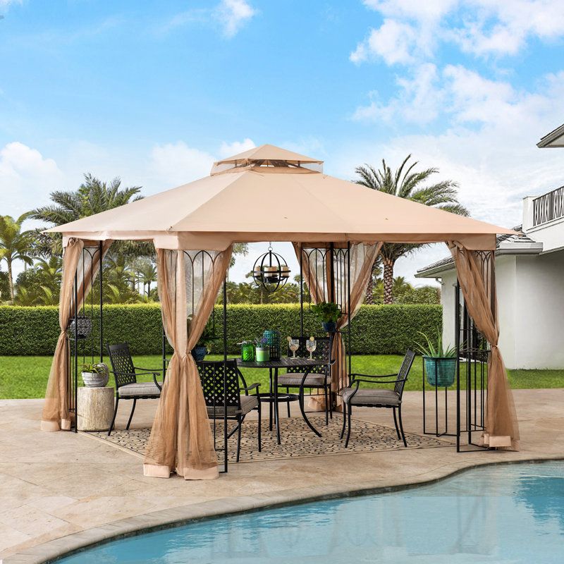 Sunjoy 10 Ft. W X 10 Ft. D Steel Patio Gazebo &amp; Reviews within Soft Roof Gazebos vs Hardtop Which Option Best Suits Your Needs and Style
