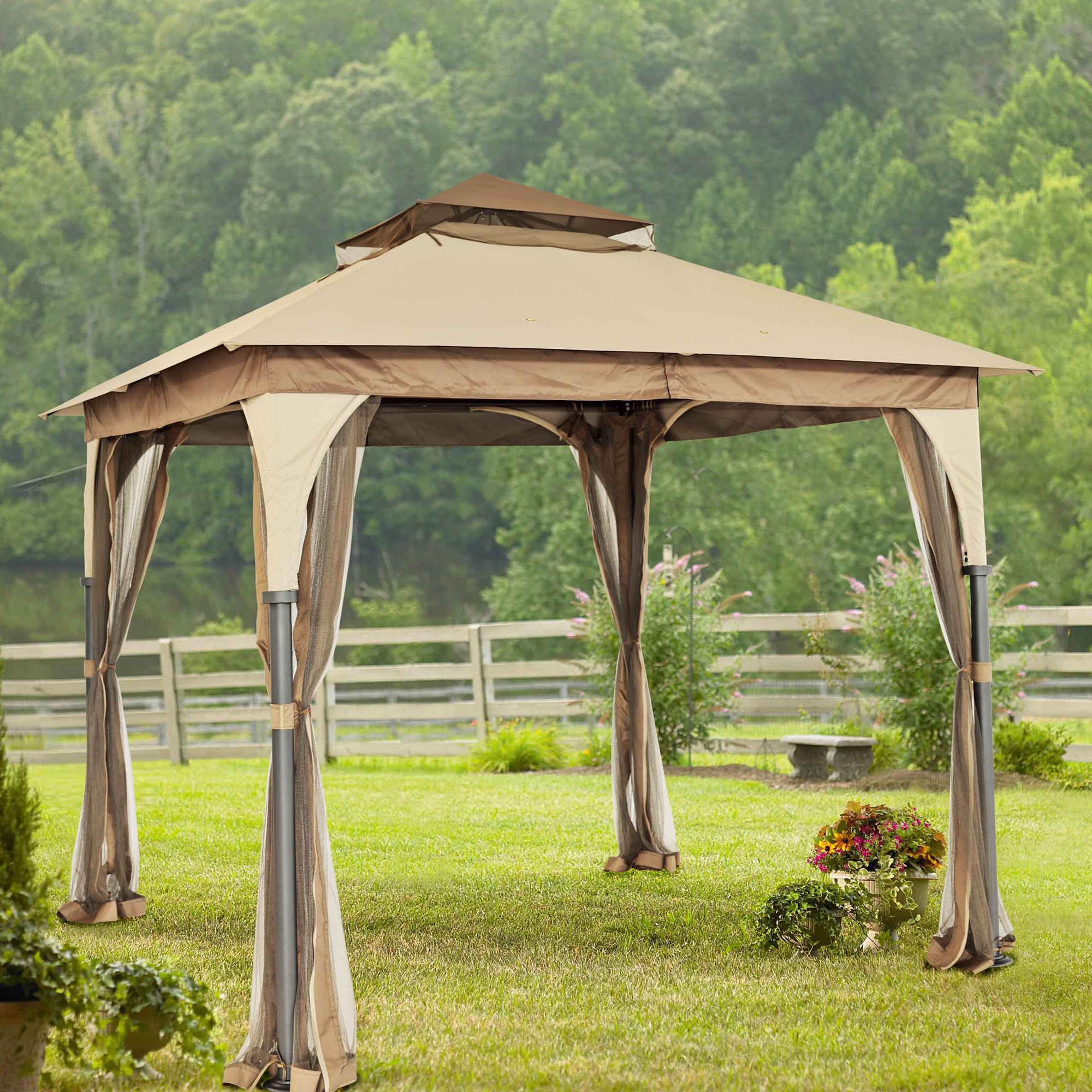 Sunjoy Manilla 8 Ft. W X 8 Ft. D Metal Portable Gazebo &amp; Reviews | Wayfair for 8 Ft. W X 8 Ft. D Patio Gazebo With Double Roof