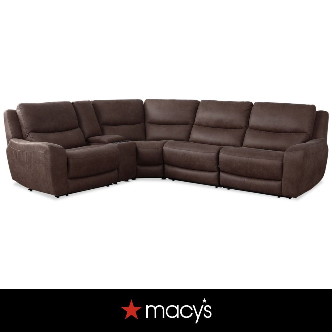 Tanico 5-Pc. Modular Sectional With 3 Power Motion Chairs &amp; 1 Console ... pertaining to Choosing the Right Brown Arc Vegan Leather Sofa for Your Space