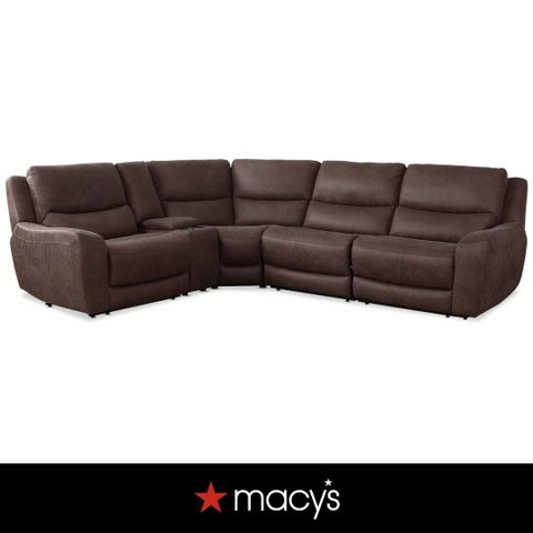 Tanico 5-Pc. Modular Sectional With 3 Power Motion Chairs & 1 Console ... pertaining to Choosing the Right Brown Arc Vegan Leather Sofa for Your Space