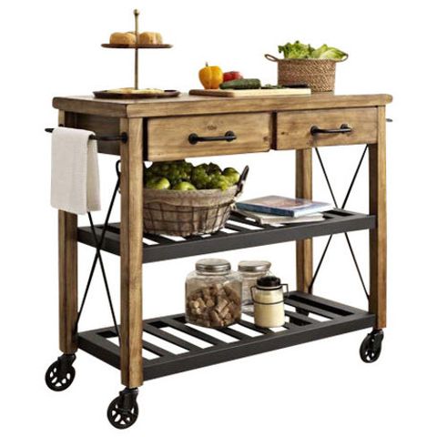 The 15 Best Industrial Kitchen Islands And Carts | Houzz in Aldric Distressed Tobacco Industrial Serving Cart