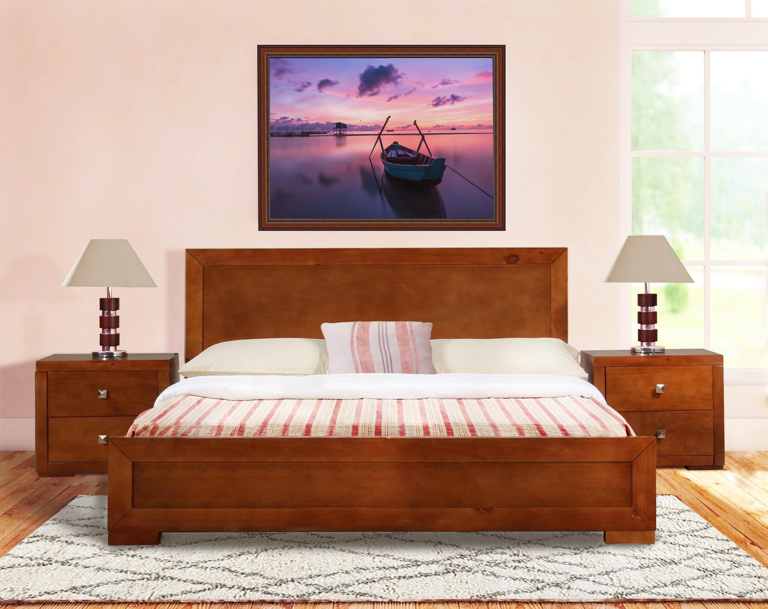 Trent Wooden Platform Bed, Queen, Cherry - Walmart.com - Walmart.com within Building Your Bedroom Sanctuary A Practical Guide to the Alton Cherry II Collection