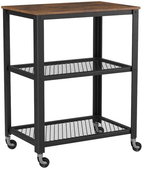 Vasagle Industrial Serving Cart, 3-Tier Kitchen Utility Cart On Wheels ... in Coaster Evander Metal Frame Accent Storage Cart With Casters Natural And Black
