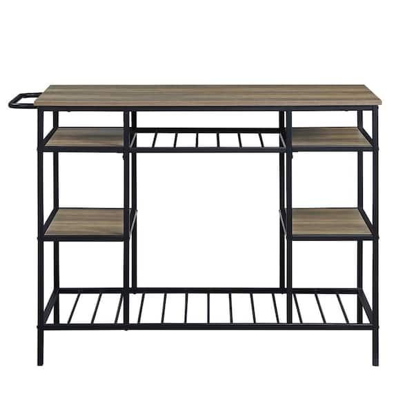 Wetiny Macaria Kitchen Island, Rustic Oak &amp; Black Finish Sa-Ac00325 ... inside Unveiling the Acme Macaria Kitchen Island: A Deep Dive into Rustic Oak Charm