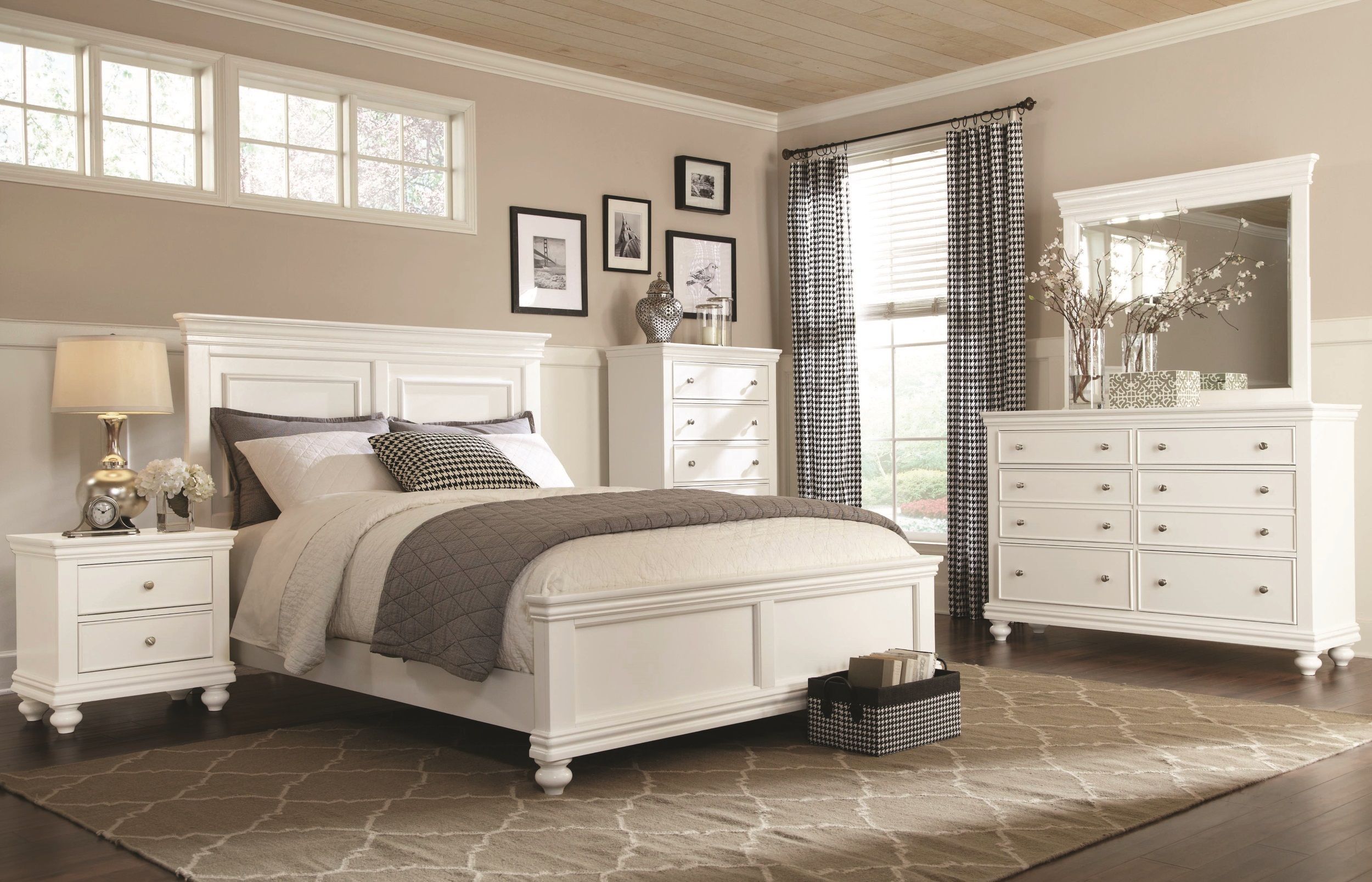 What Color Furniture Would Look Best In Your White Bedroom? throughout Dean Sand Full Upholstered 3 Piece Bedroom Set With Madison White Ii Dresser &amp; 2 Drawer Nightstand