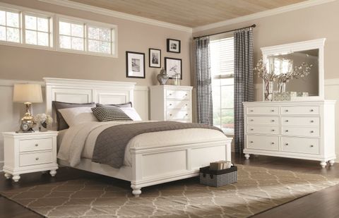 What Color Furniture Would Look Best In Your White Bedroom? throughout Dean Sand Full Upholstered 3 Piece Bedroom Set With Madison White Ii Dresser & 2 Drawer Nightstand