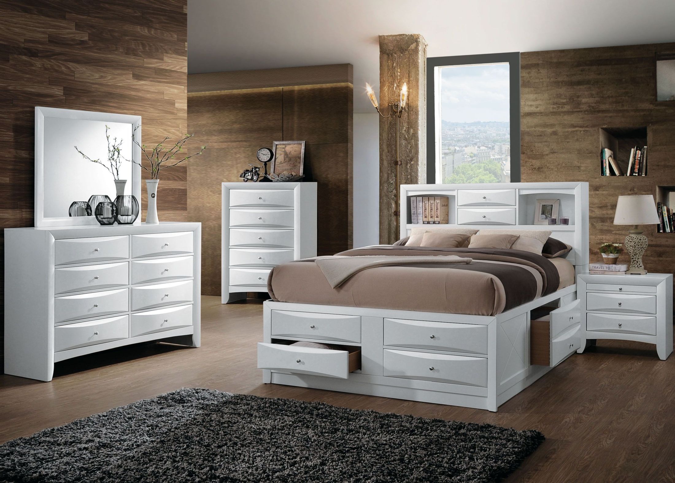 White Bedroom Storage - Bellaby White Storage Panel Bedroom Set ... throughout Larkin White Wood Queen Storage 3 Piece Bedroom Set With Chest &amp; Nightstand