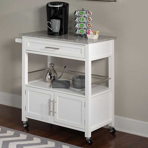 White Kitchen Island Cart Granite Top - Things In The Kitchen intended for Making the Most of Limited Space The Portable Kitchen Cart Solution