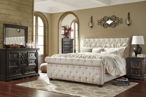 Willenburg Linen King Upholstered Sleigh Bed From Ashley | Coleman ... with regard to Sleigh