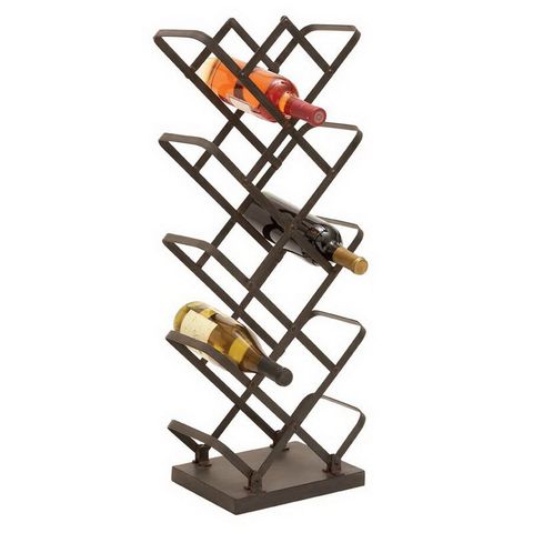 Woodland Imports 15-Bottle Brown And Gray Freestanding Floor Wine Rack ... throughout Comparing Serving Cart Options Considering the Benzara BM194349 Model