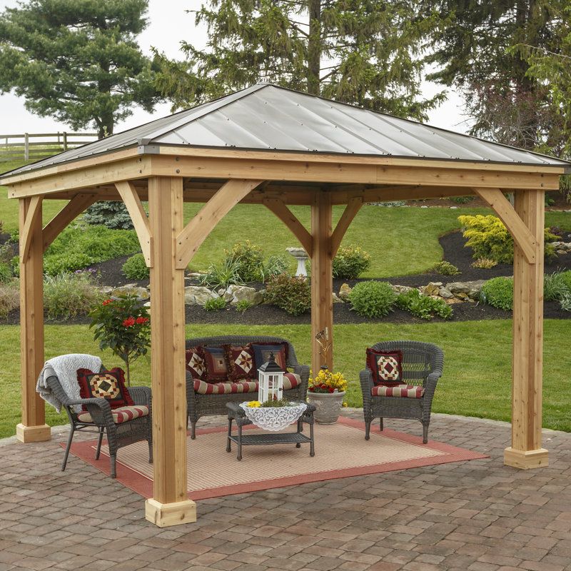 Yardcraft 12 Ft. W X 12 Ft. D Wood Permanent Gazebo &amp; Reviews | Wayfair regarding Beyond Shade The Design and Durability of a Kawon Hardtop Pavilion